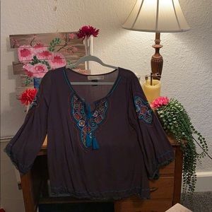 Bohemian style, embroidered blouse.